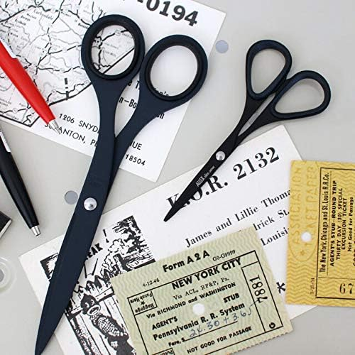 ALLEX Black Scissors for Office All Metal Japanese Stainless Steel, Non-Sticking Fluorine Coated Office Scissors Black, Made in Japan